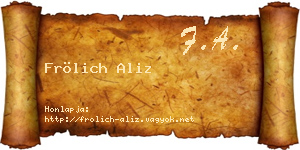 Frölich Aliz névjegykártya
